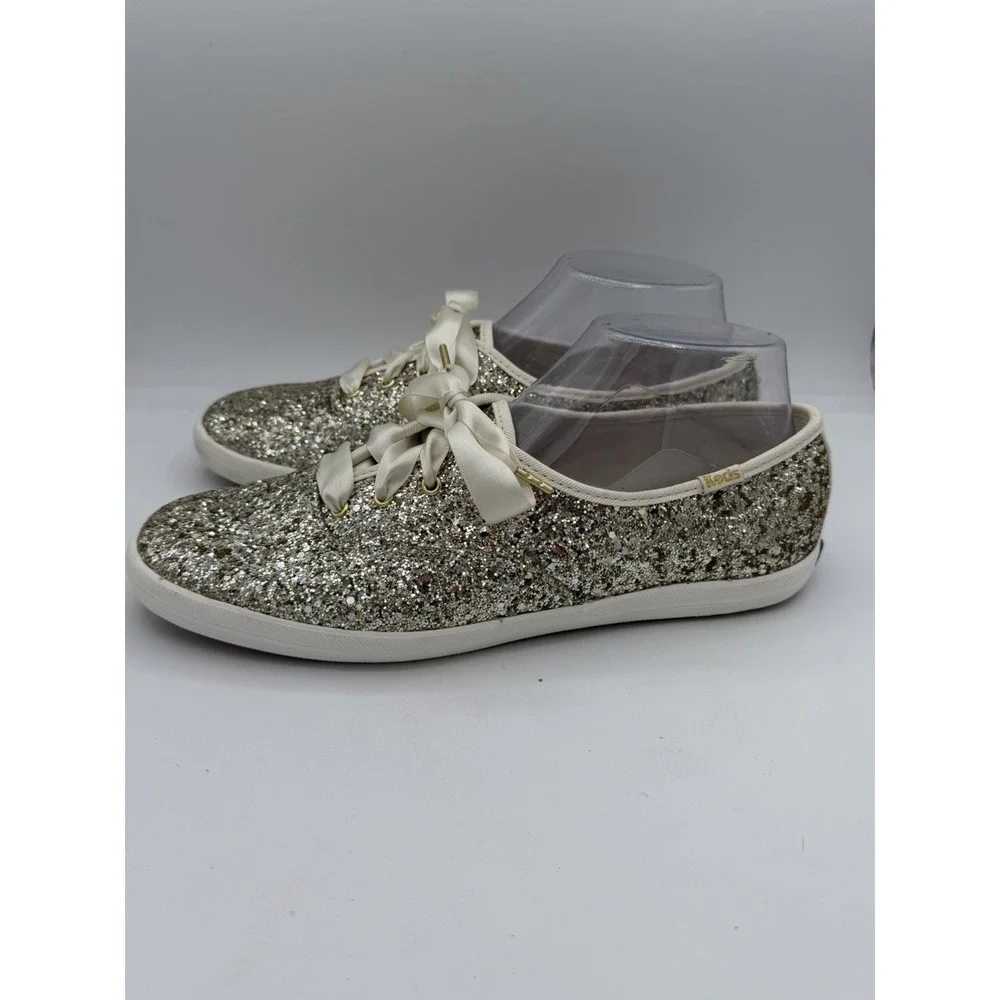 Keds x Kate Spade Women's Champion Glitter Sneakers Satin Laces Size 9.5